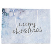 Grand Sac Cadeau Branches de l'arbre des pins, Neige (Dos)