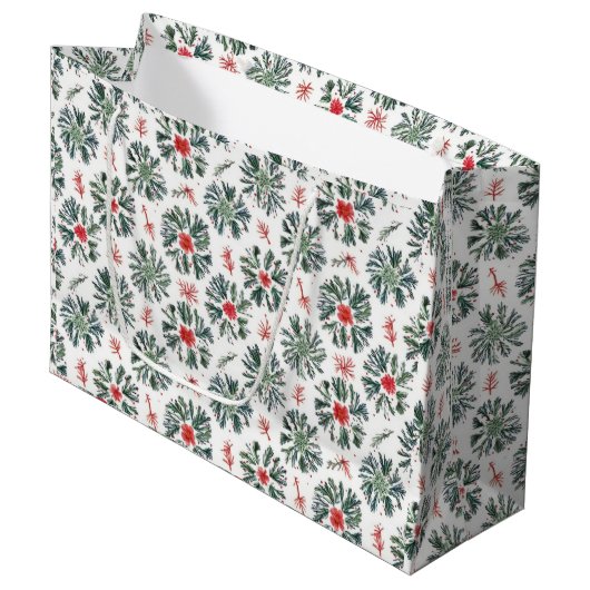 Grand Sac Cadeau Branches de Noël (Devant Angle)