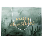 Grand Sac Cadeau Branches de pin, neige  (Dos)