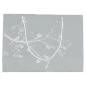 Grand Sac Cadeau Branches d'oiseaux gris blanc Mariage (Dos)