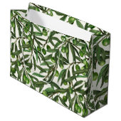 Grand Sac Cadeau Branches d'olive sur blanc (Devant Angle)