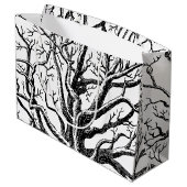 Grand Sac Cadeau Branches rustiques Abstraites en noir et blanc (Dos Angle)