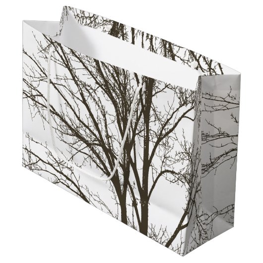 Grand Sac Cadeau Branches rustiques de l'arbre Brown (Devant Angle)