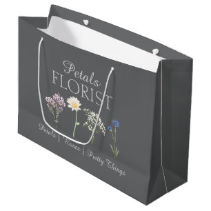 Grand Sac Cadeau Branding de Fleuriste de Boutique Moderne