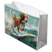 Grand Sac Cadeau Bretagne Spaniel Beach Surf Peinture (Dos Angle)