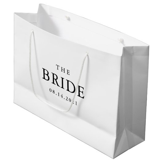 Grand Sac Cadeau Bride Mariage Simple Classique Noir et Blanc (Devant Angle)