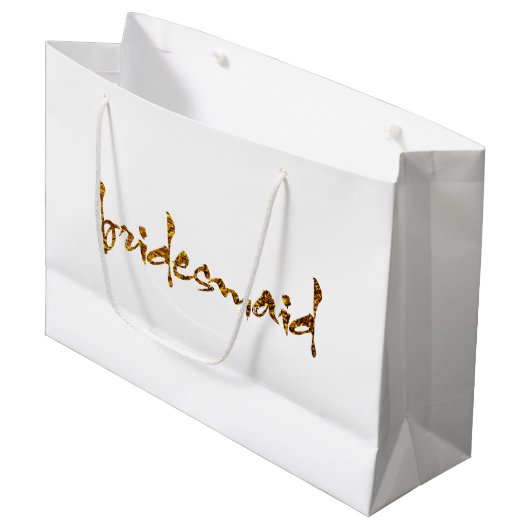 Grand Sac Cadeau Bridesmaid Faux Gold (Devant Angle)
