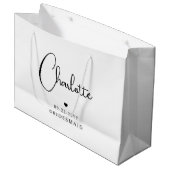 Grand Sac Cadeau Bridesmaid Mariage Simple Modern Script Nom (Devant Angle)