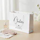 Grand Sac Cadeau Bridesmaid Mariage Simple Modern Script Nom