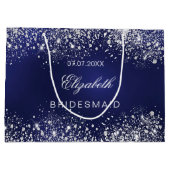 Grand Sac Cadeau Bridesmaid royal bleu argent nom mariage (Dos)