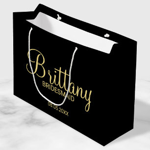 Grand Sac Cadeau Bridesmaitres personnalisées Black et Gold moderne