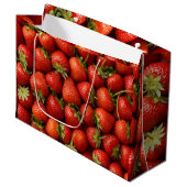 Grand Sac Cadeau Bright Red Summer Strawberry Harvest Pattern (Devant Angle)