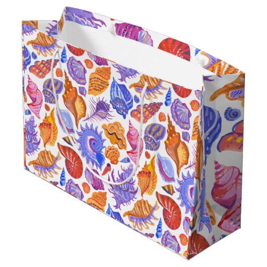 Grand Sac Cadeau Bright tropical seashell, main-drawn (Dos Angle)