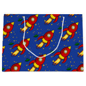 Grand sac cadeau brillant rouge fusée (Devant)