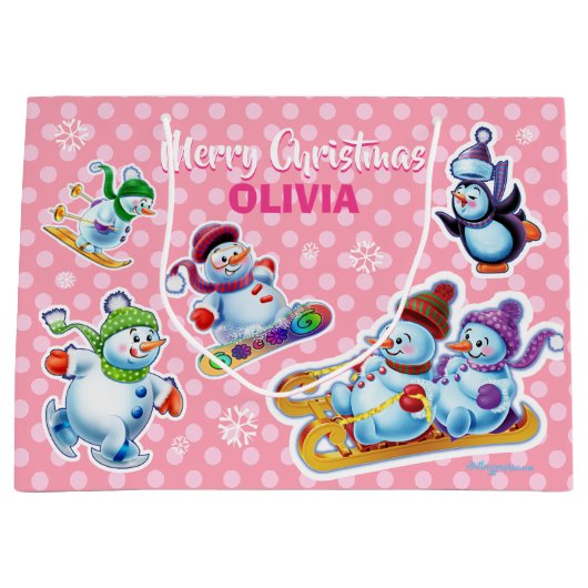 Grand sac cadeau brillant Winter Wonderland Snowfo (Devant)