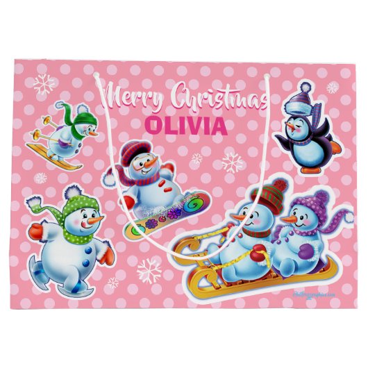 Grand sac cadeau brillant Winter Wonderland Snowfo (Dos)