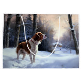 Grand Sac Cadeau Brittany Spaniel Laissez Neige Noël (Dos)