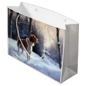 Grand Sac Cadeau Brittany Spaniel Laissez Neige Noël (Dos Angle)