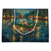 Grand Sac Cadeau Brittany Spaniel Noël Festive Voyage (Devant)