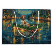 Grand Sac Cadeau Brittany Spaniel Noël Festive Voyage (Dos)