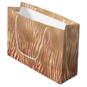 Grand Sac Cadeau Broche d'or Red Zebra