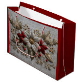 Grand Sac Cadeau Broderie festive (Devant Angle)