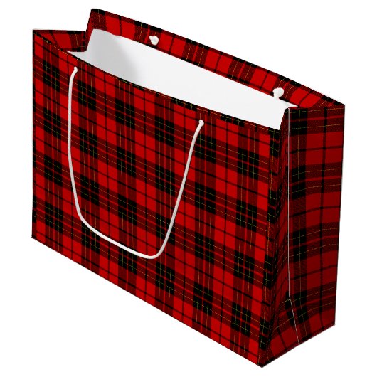 Grand Sac Cadeau Brodie tartan rouge noir plaid (Devant Angle)