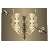 Grand Sac Cadeau Bronze Coeur Roses Saint Valentin (Devant)