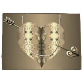 Grand Sac Cadeau Bronze Coeur Roses Saint Valentin (Dos)