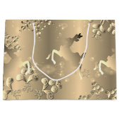 Grand Sac Cadeau Bronzy Reinder et Snowflakes Large (Devant)