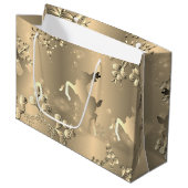 Grand Sac Cadeau Bronzy Reinder et Snowflakes Large (Devant Angle)