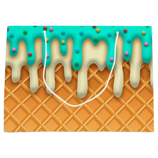 Grand Sac Cadeau Brosse à cône de crème glacée avec arrosage (Devant)