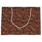 Grand Sac Cadeau Brown floral gaufré en cuir gaufré occidental (Devant)