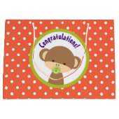 Grand Sac Cadeau Brown singe-bébé avec Pacifier Félicitations (Devant)