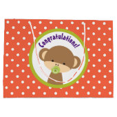 Grand Sac Cadeau Brown singe-bébé avec Pacifier Félicitations (Dos)