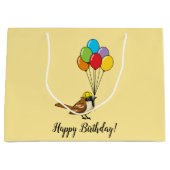 Grand Sac Cadeau Bruant mignon avec ballons Anniversaire | Personna (Devant)