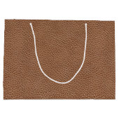 Grand Sac Cadeau Brun naturel en cuir de Faux (Dos)