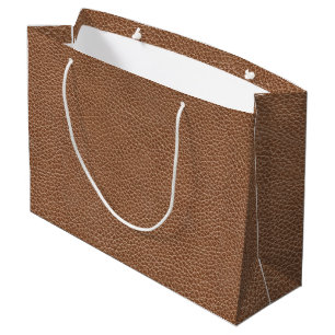Grand Sac Cadeau Brun naturel en cuir de Faux