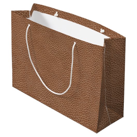 Grand Sac Cadeau Brun naturel en cuir de Faux (Dos Angle)