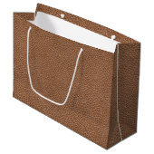 Grand Sac Cadeau Brun naturel en cuir de Faux (Devant Angle)