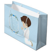 Grand Sac Cadeau Brunette Boy Premier Cadeau de communion (Devant Angle)