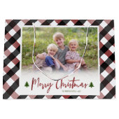 Grand Sac Cadeau Buffalo Check Plaid Photo Noël (Devant)