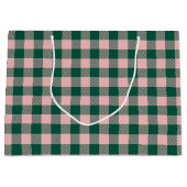 Grand Sac Cadeau Buffalo Plaid Christmas Holiday Vert & Rose (Devant)