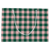 Grand Sac Cadeau Buffalo Plaid Christmas Holiday Vert & Rose (Dos)