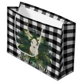 Grand Sac Cadeau Buffalo Plaid Festin Reindeer Noël (Devant Angle)