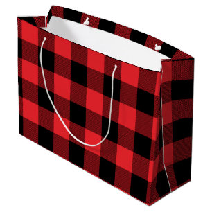 Grand Sac Cadeau Buffalo Plaid Red Black Check