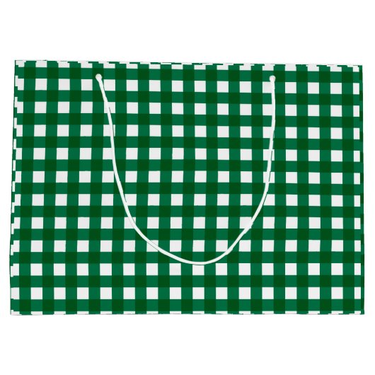 Grand Sac Cadeau Buffle vert foncé Check Plaid Noël (Dos)