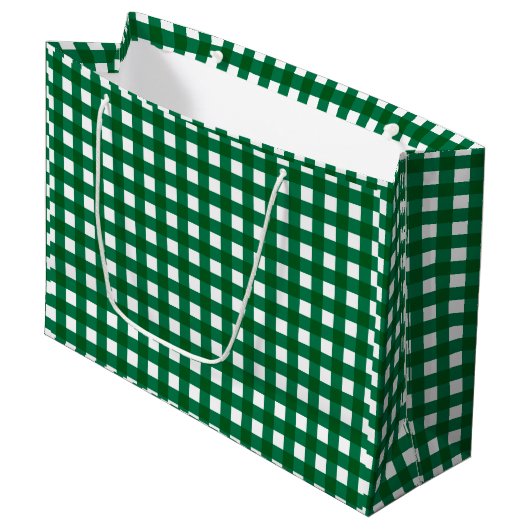 Grand Sac Cadeau Buffle vert foncé Check Plaid Noël (Devant Angle)