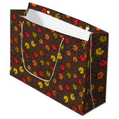 Grand Sac Cadeau Bugs colorés sur brun (Devant Angle)