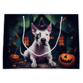 Grand Sac Cadeau Bull Terrier Citrouille Halloween effroi (Devant)